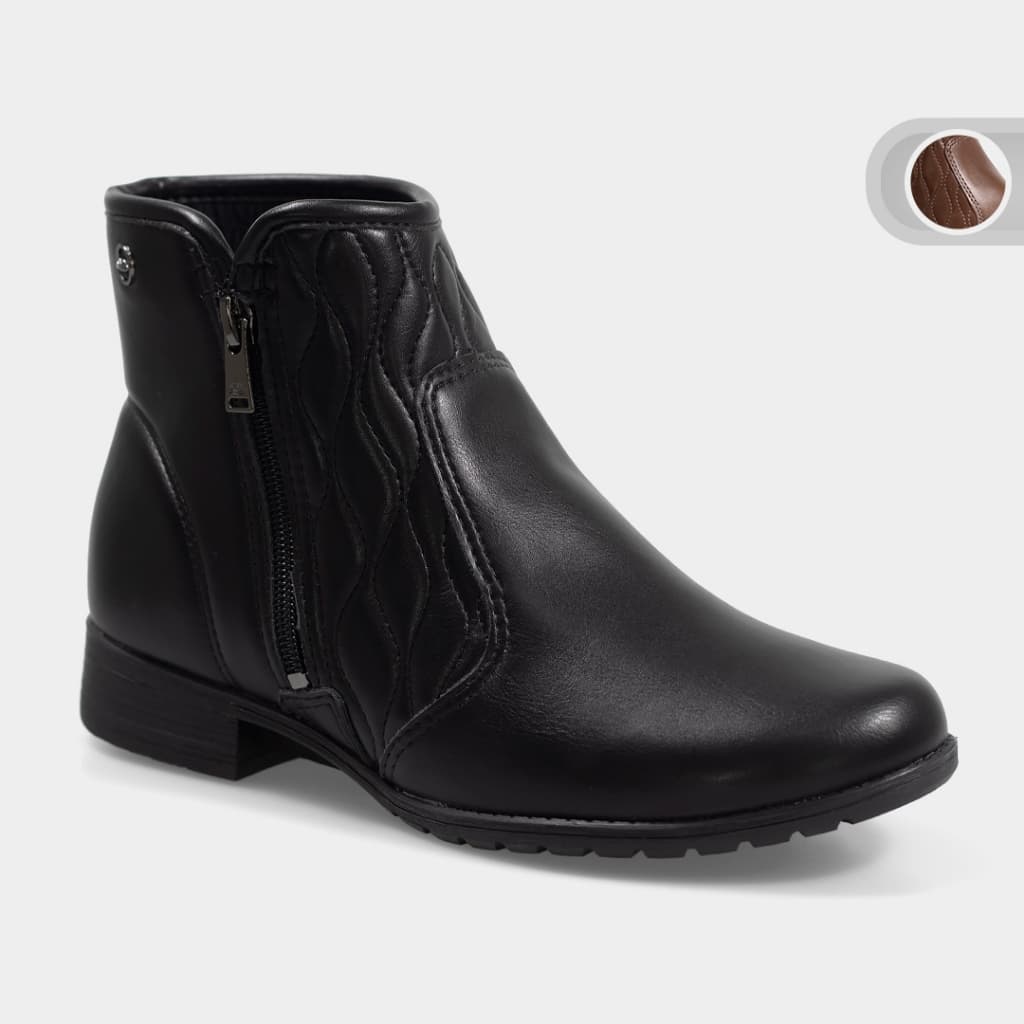 Bota Dakota Conforto Calce Facil Estilo Coturno Ankle Boot Salto Baixo Bico Redondo Feminina D2184