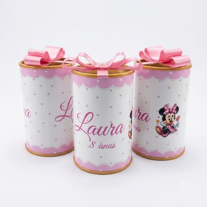 Cofrinhos Personalizados Minie Rosa - Lembrancinha de aniversário Minie | tubolatas Minie Rosa Fazemos todos os temas