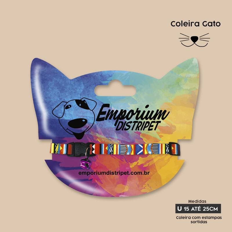 Coleira para Gato Estampa Sortida Emporium Distripet | Coleira Pet Confortável para Gatos