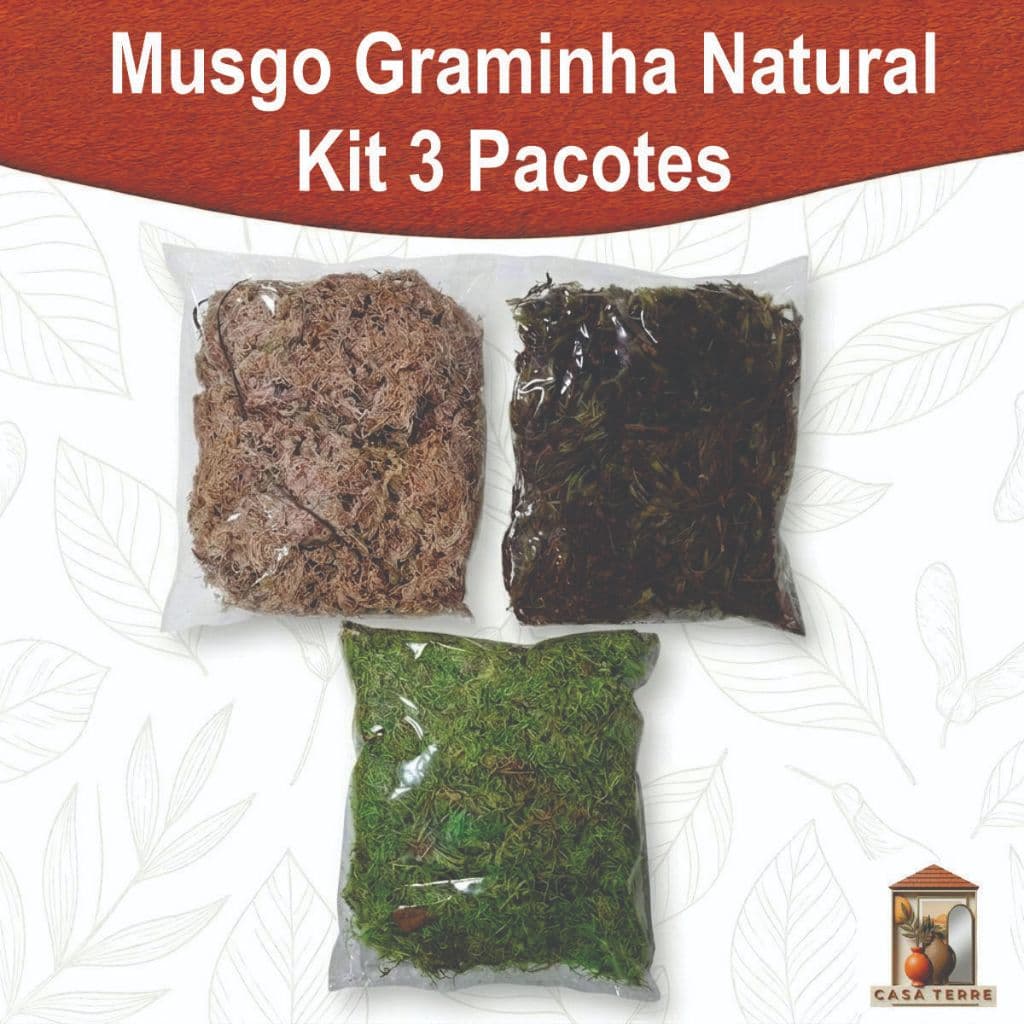 Kit 3 Pacotes 20g - Musgo Graminha Para Artesanato Decoração - Escolha: Limão, Marrom ou Rosa e Bege