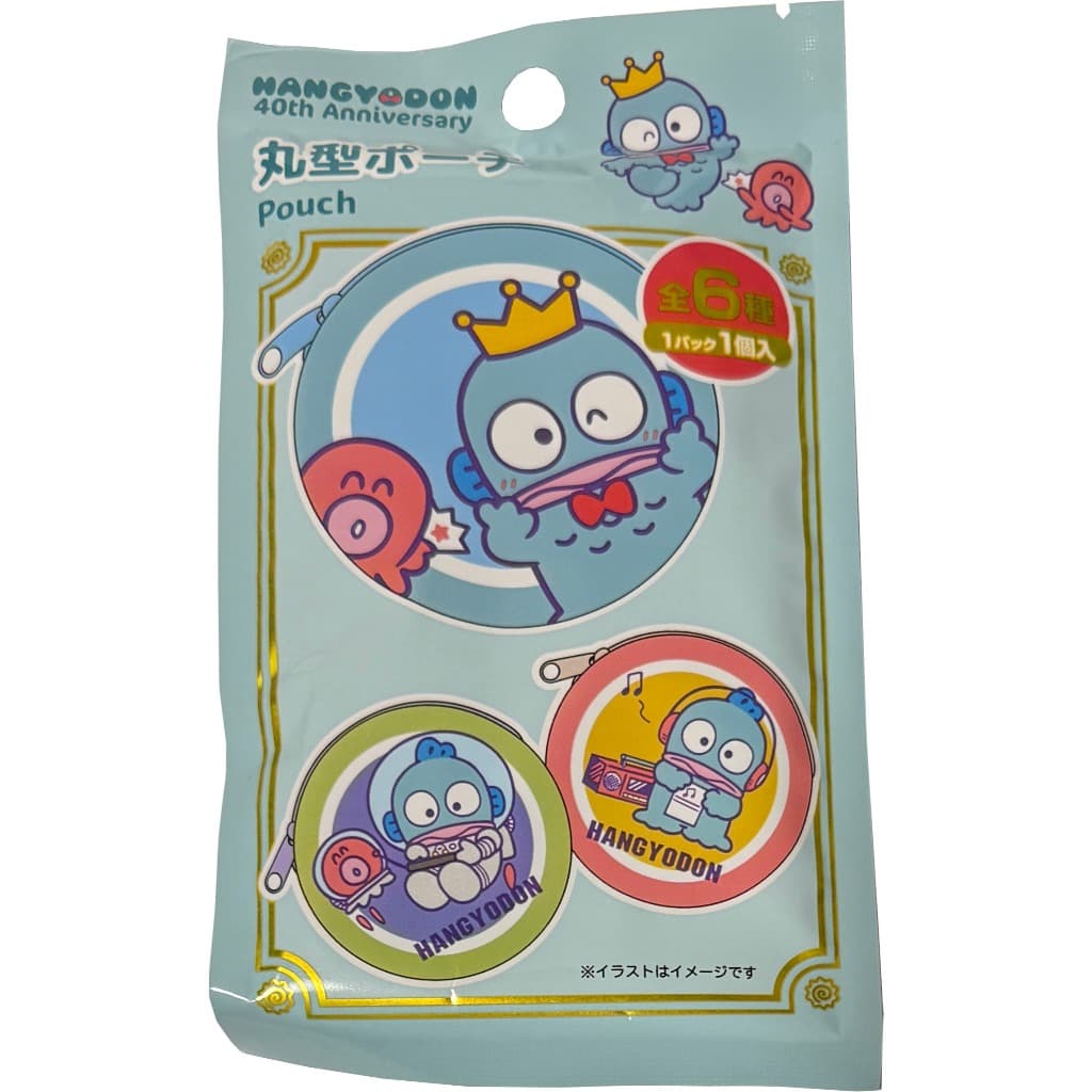 【Direct from Japan】Sanrio Hangyodon 40th Anniversary Unopened Assorted Secret Polyester Round Pouch Coin Case 10 (W) × 10 (H) cm 1pcs Multi Accessories Case