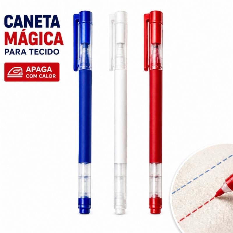 Caneta Mágica para Tecido Apaga com Calor Patchwork Costura 0,7mm