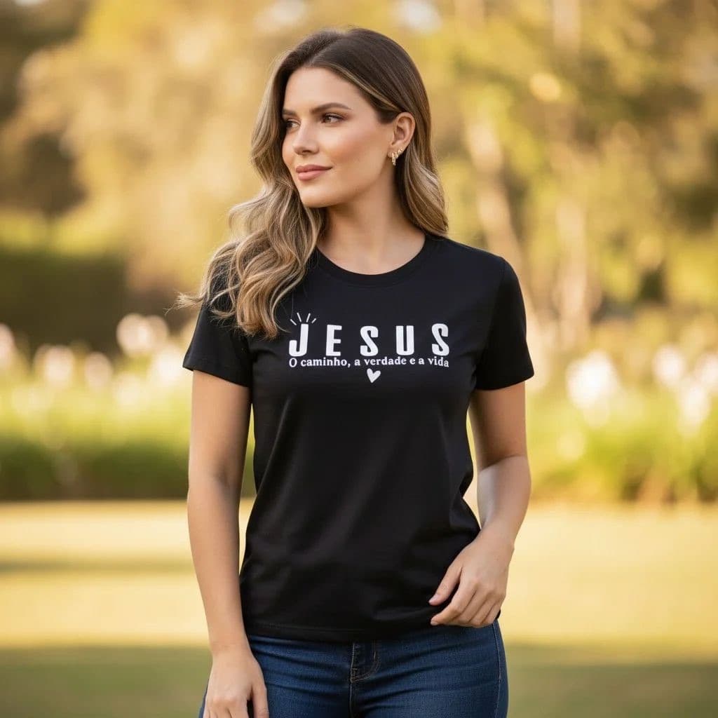 Blusa Feminina Estilosa Camisa Camiseta Estampa Cristã Jesus 100% Algodão Moda Evangélica