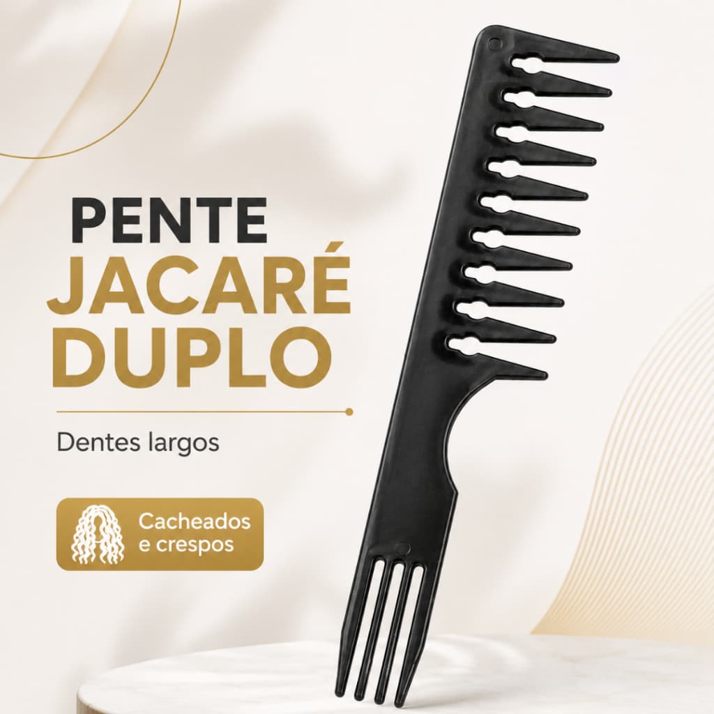 Pente Jacaré Para Cabelos Cacheados Desembaraçador Dentes Largos Cor Sortida