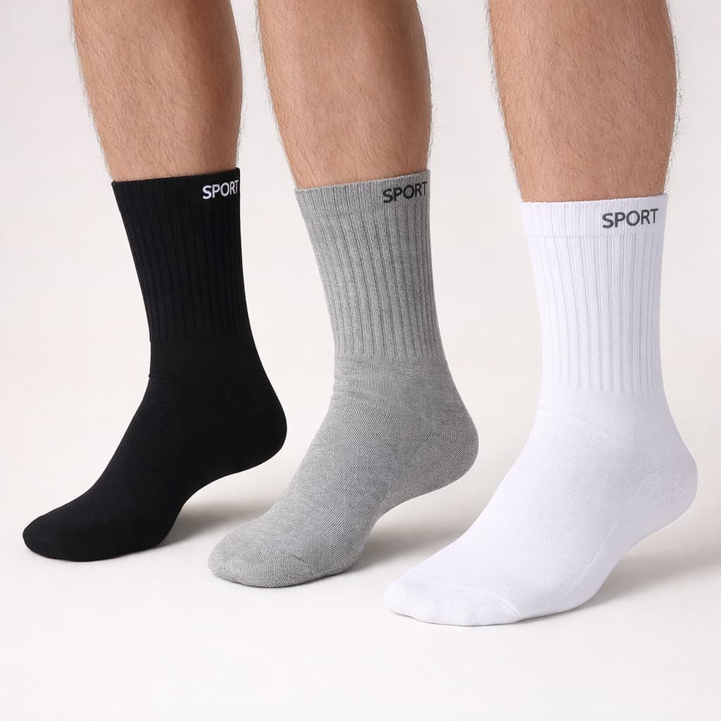 Kit 12 Pares Meia Sport Cano Alto Algodão Confortável Dia a Dia