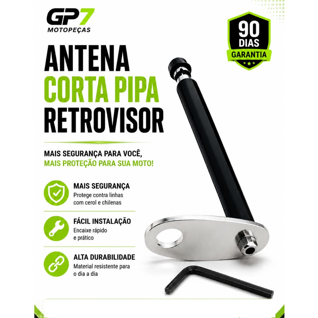 Antena Corta Pipa Inox Anti Cerol 7 Estagio Moto Retrovisor