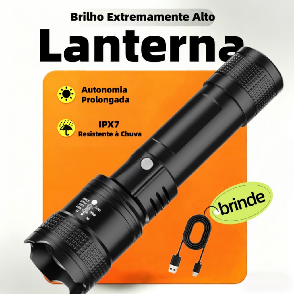 Lanterna Super Potente T9 P50 Tática Mais Forte Do Mundo Potente Fazenda Acampamento Camping Segurança oportunidade aqui