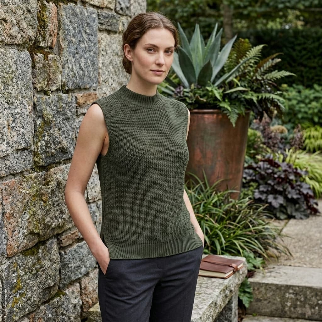 Colete Tricot Feminino Premium sem Mangas – Estilo Moderno e Sofisticado