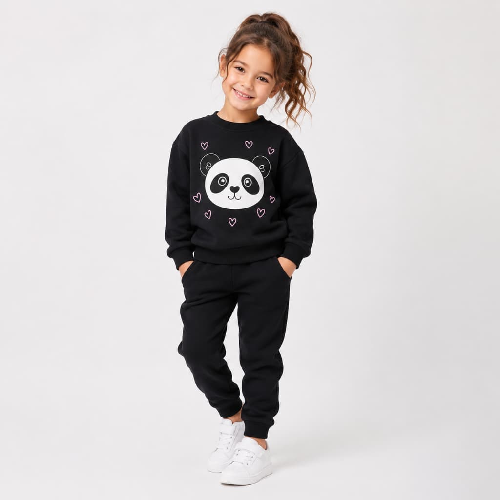 Conjunto Moleton Infantil Urso panda Fofo e Estiloso Feminino Calca Jogger Confortavel