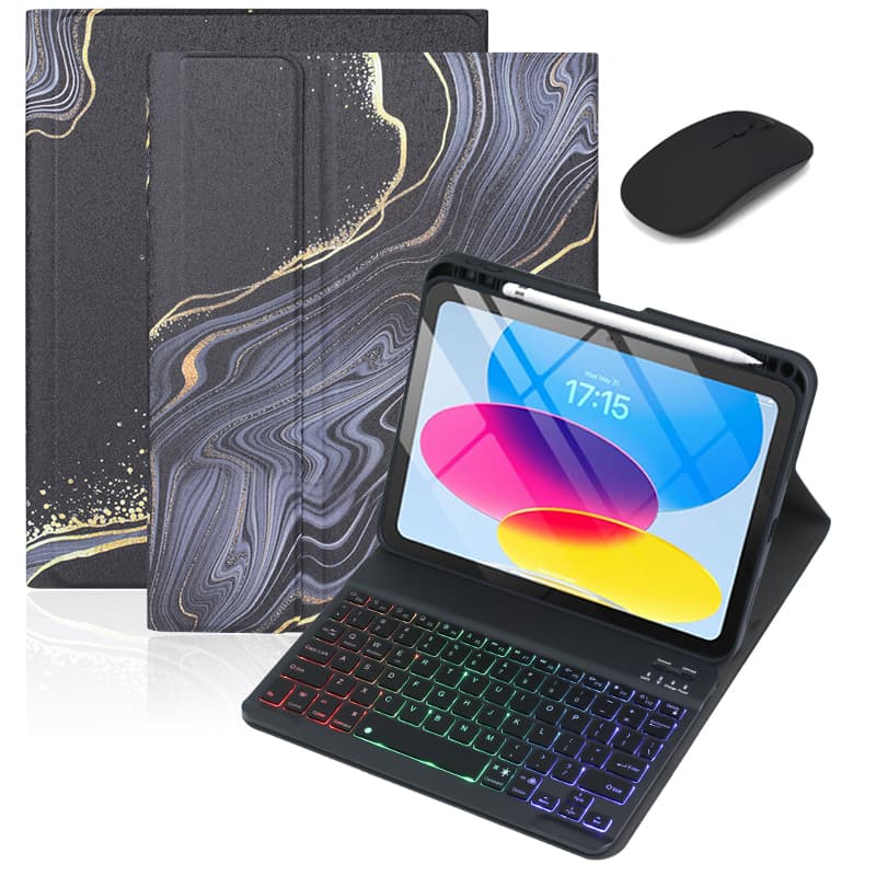 Kit 3em1 Capa Mármore + Teclado + Mouse para Redmi Pad SE 11 / Pad 2 11 polegadas