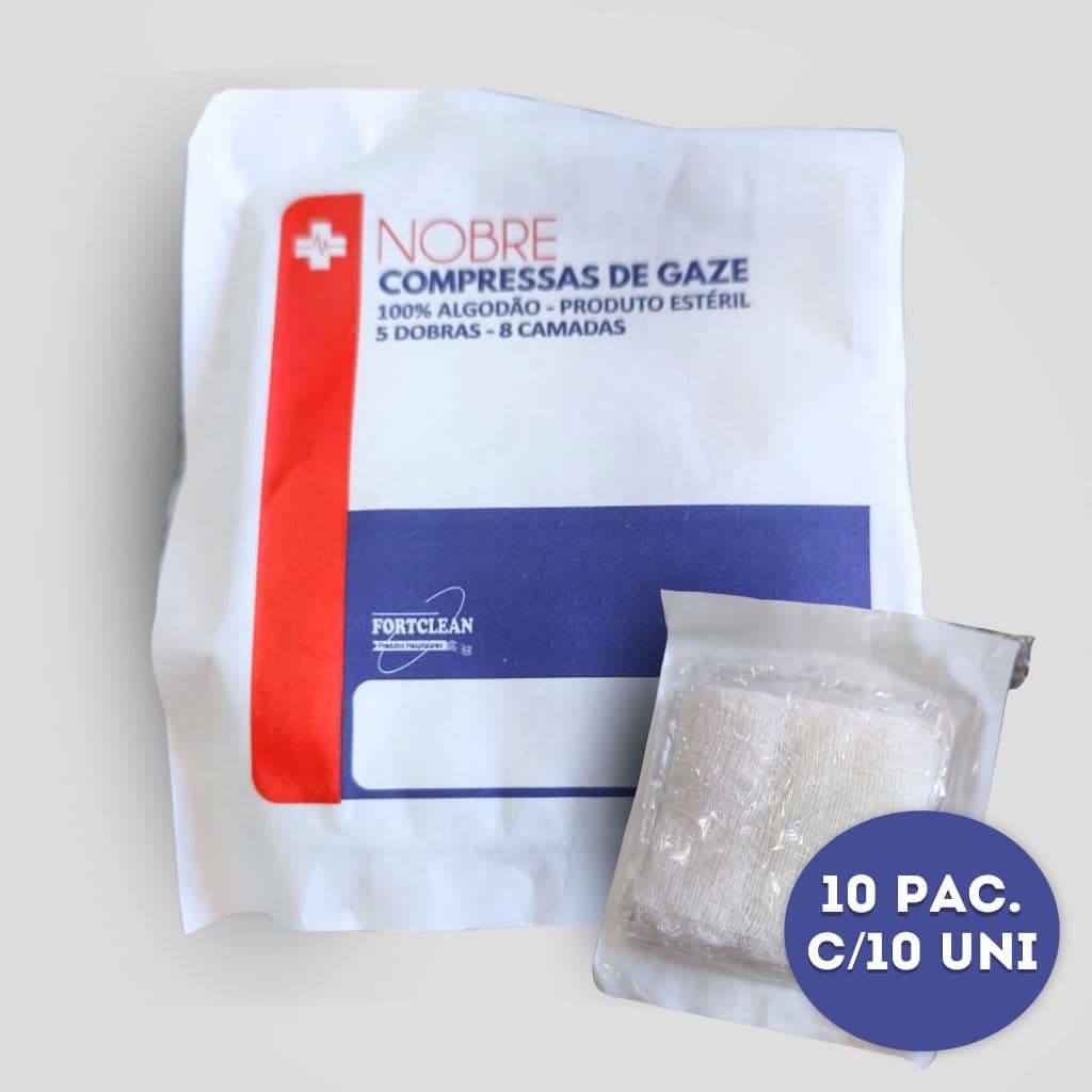 Compressa De Gaze ESTÉRIL 13 Fios Hidrófila 10 Pac (100 gazes)