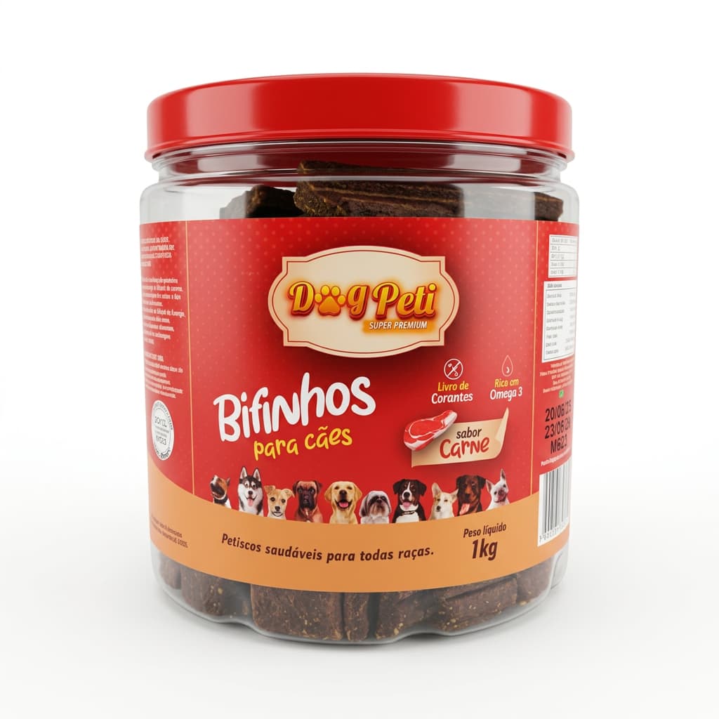 Bifinho Petisco Para Cães Super Premium Dog Peti 1kg Pote Pet Macio Treinamento Pet Cachorros