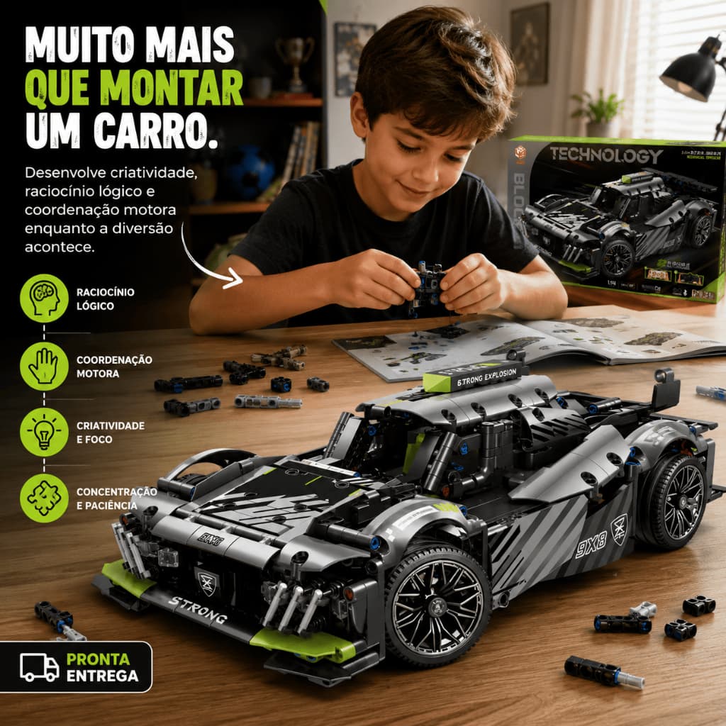 Blocos de Montar Carro Esportivo Infantil 1203 Peças Compatível Lego Technic