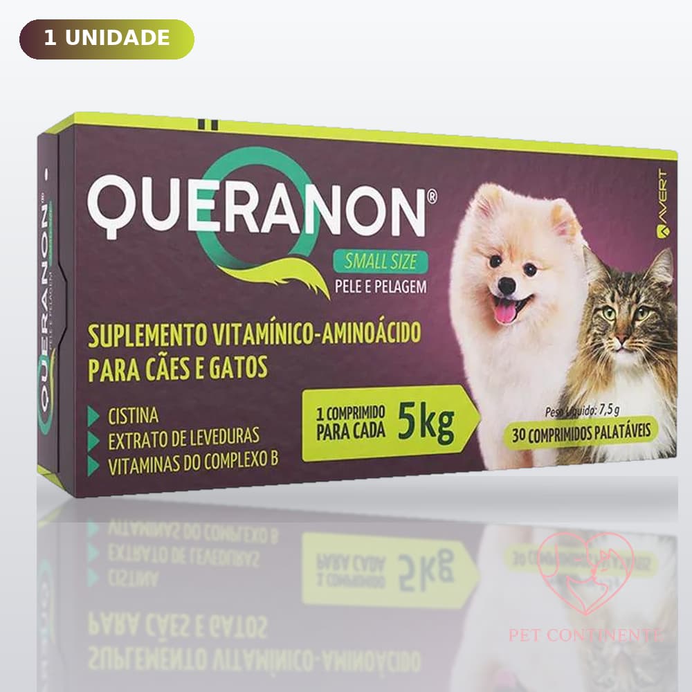 Queranon Small Size Avert 30 Comprimidos Suplemento Pele e Pelagem Cães e Gatos