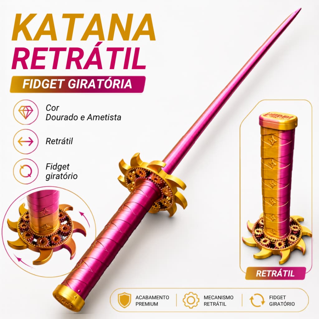 Espada Katana Samurai Ninja Fidget Giratória BICOLOR Brinquedo