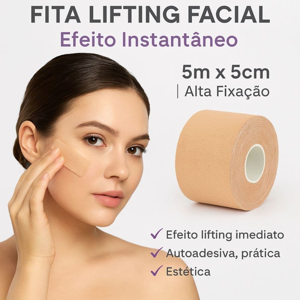 Fita Lifting Facial Adesiva Anti-Rugas Efeito Botox NaturalFita Anti-Sinais Para Rosto E Bigode Chinês 5 metros