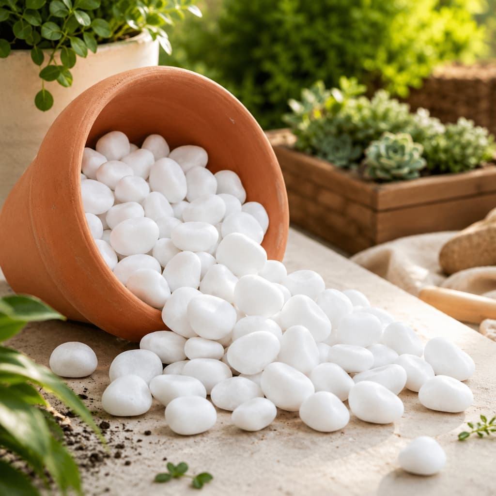 Pedra Seixo Branco Dolomita Mista 1 kg, 3 kg, 5 kg ou 10 kg para Vasos, Jardim e Decoração
