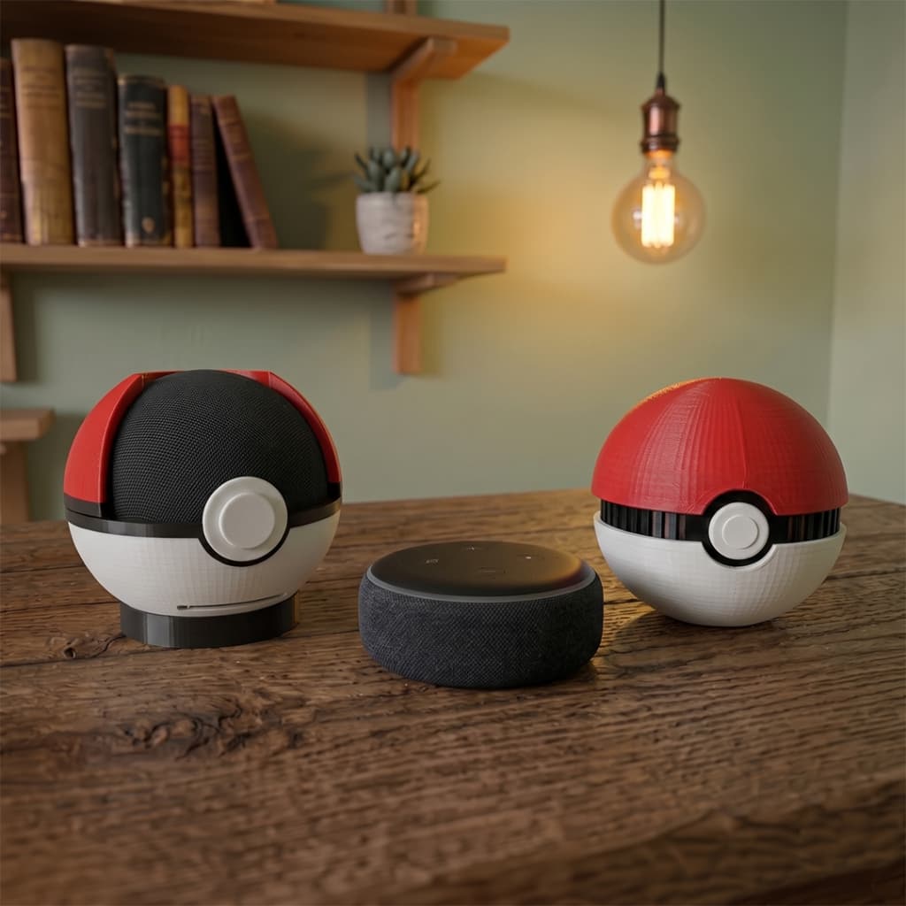 Suporte Alexa Echo Dot 3, 4 e 5 Pokebola Decoração Quarto Geek Gamer