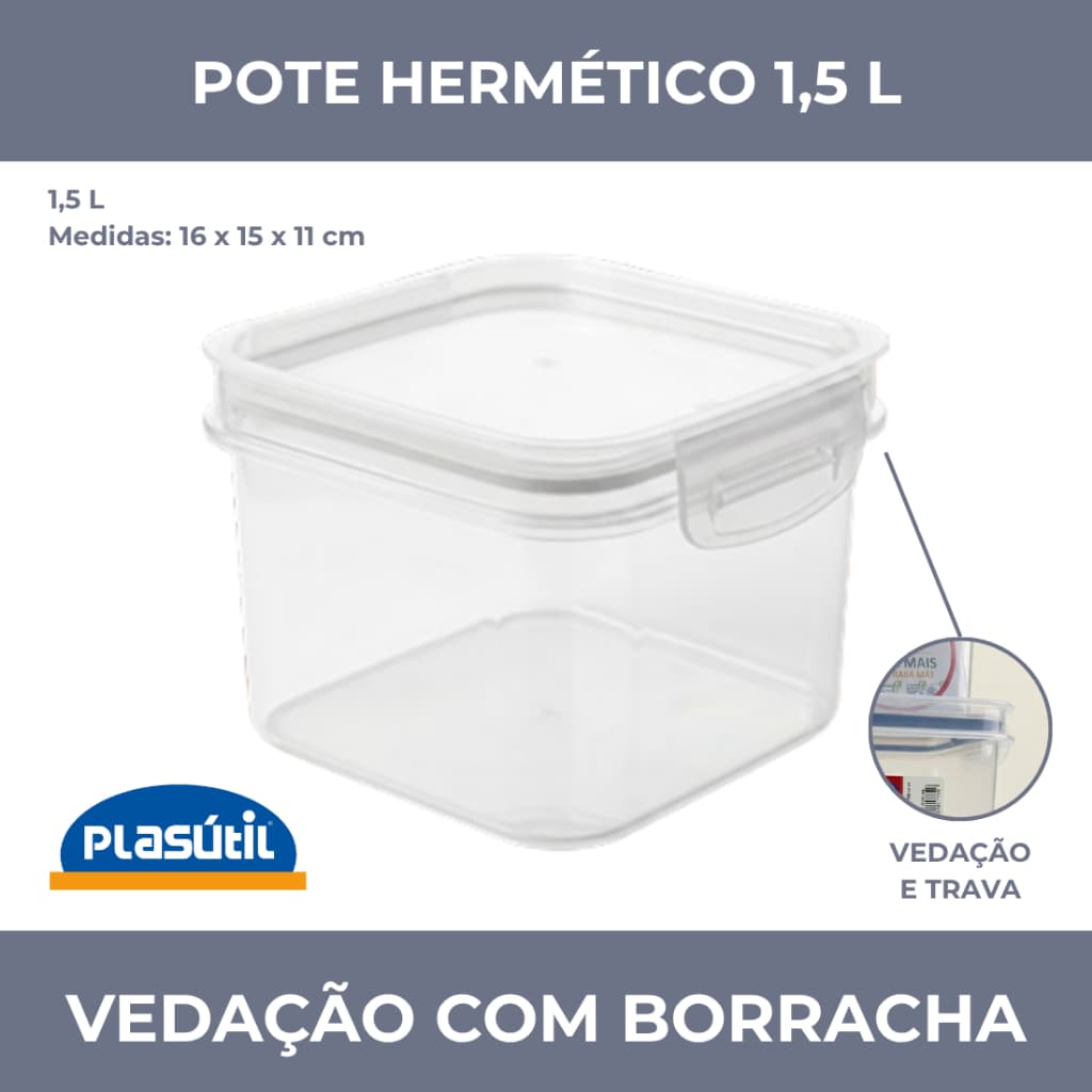 Pote Porta-mantimento 1,5L Trava Mais Mantimento Plasútil