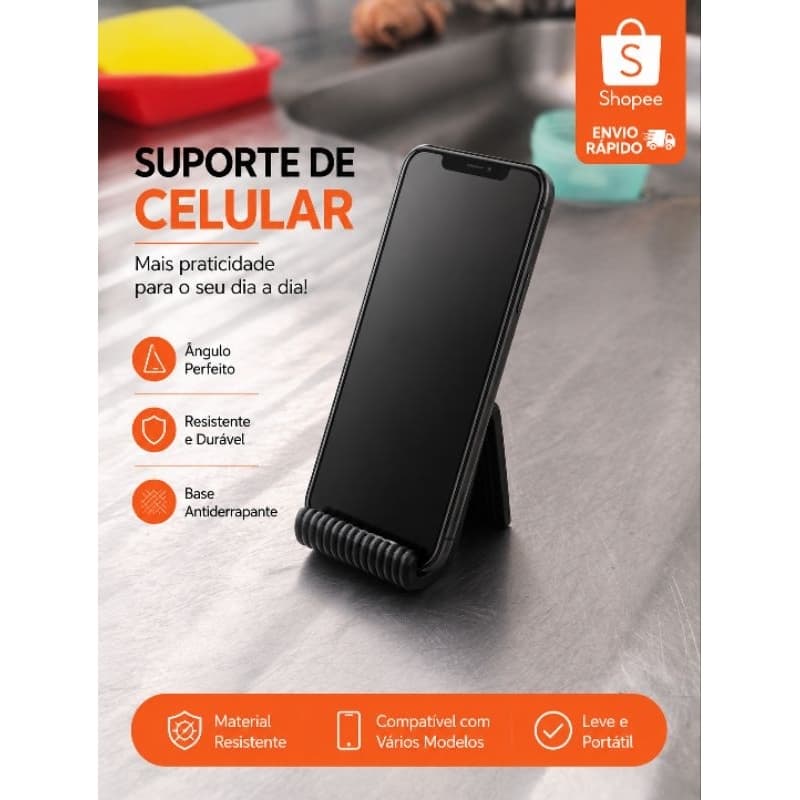 Suporte de Celular de Mesa Universal Antiderrapante | Base Portátil para Smartphone