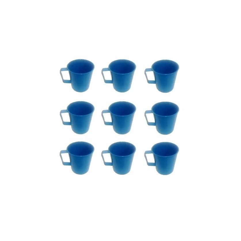 Kit 250 Caneca Plástica Para Merenda Escolar Azul 300 Ml