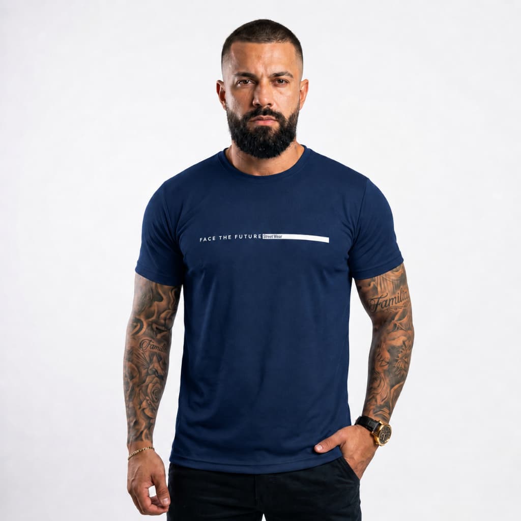 Camiseta Masculina  Casual Estampa Frontal Manga Curta Moderna Camisa Premium Confortável 100% Algodão