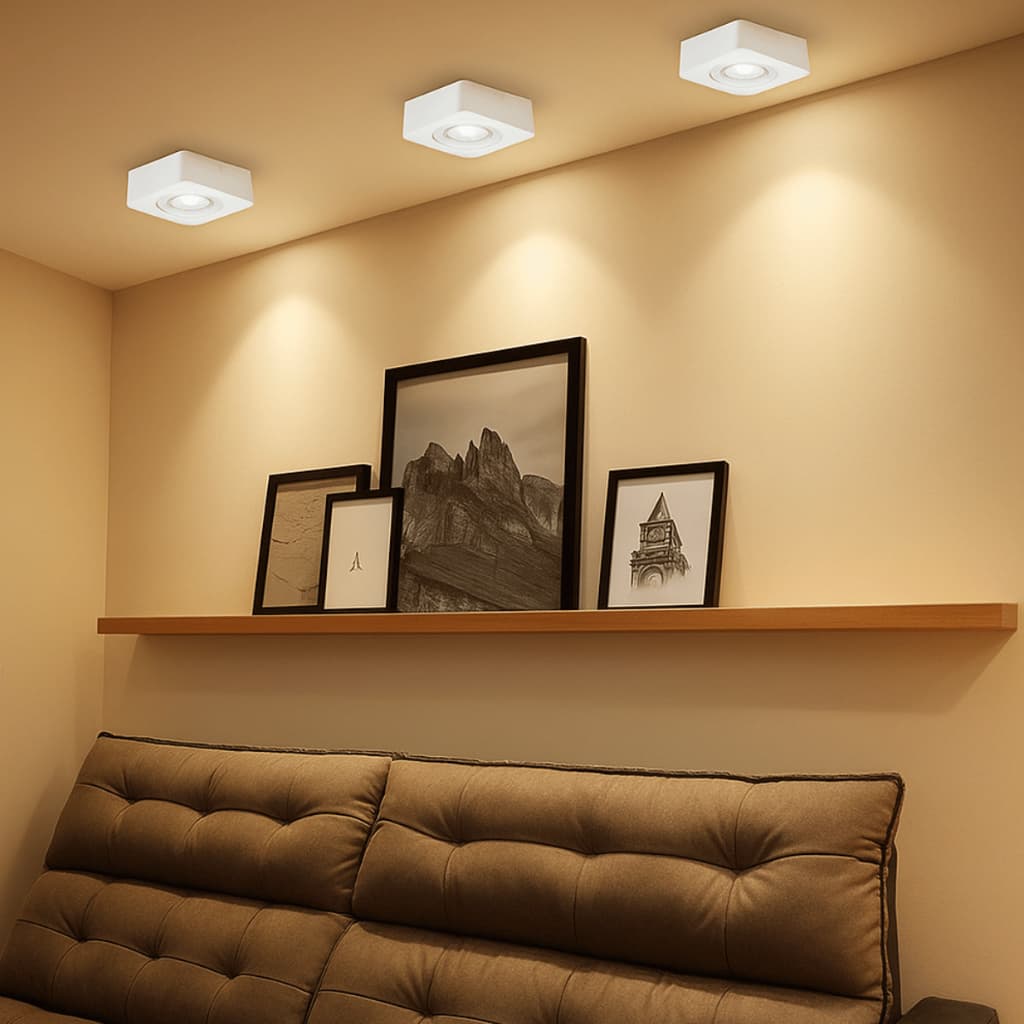 Spot LED Quadrado Sobrepor 5W Bivolt Branco ou Preto Luz 3000K 4000K Baixo Consumo