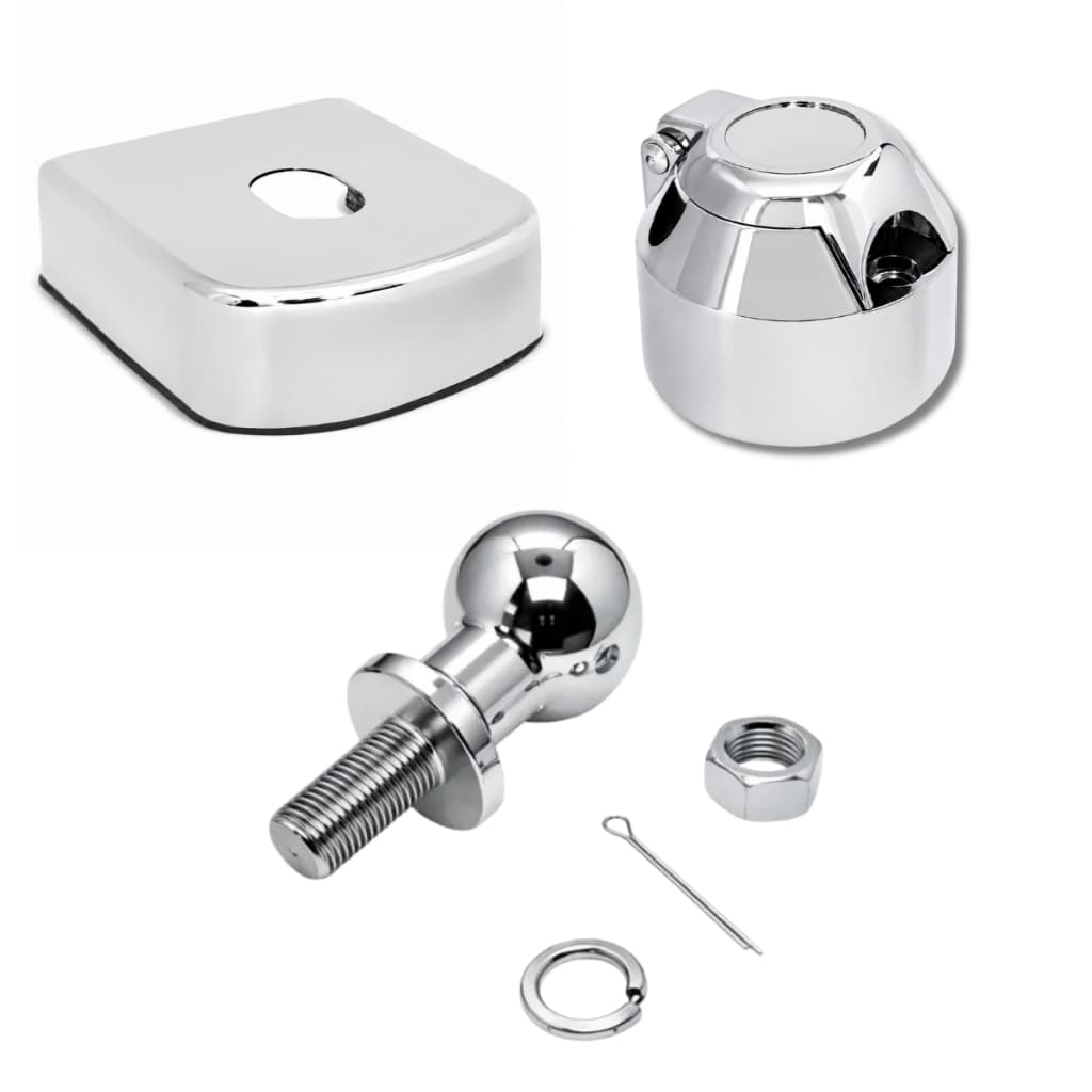 Kit De Acabamento Cromado Para Engate de Reboque Capa Esfera e Tomada Reboque Da Spin