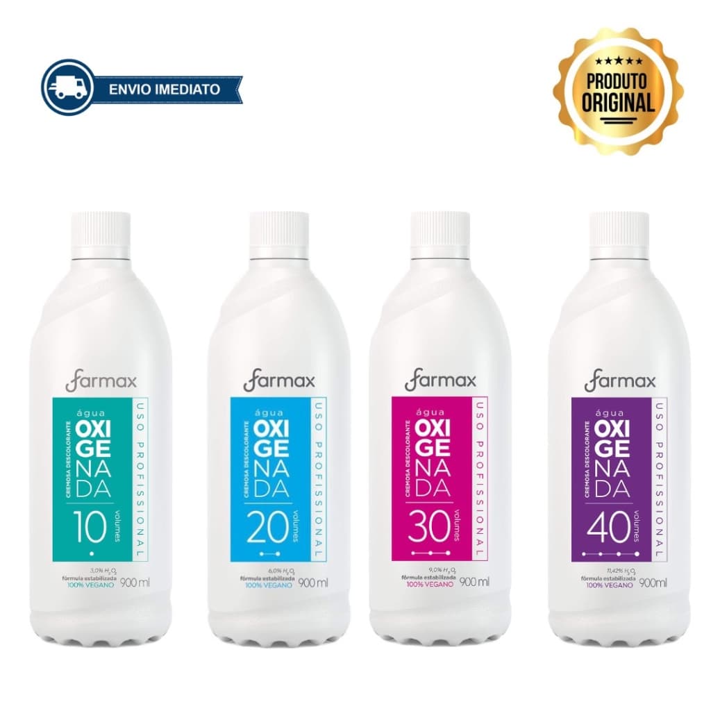 ÁGUA OXIGENADA CREMOSA 900ML FARMAX VEGANA PARA TINTURA E DESCOLORAÇÃO ENVIO IMEDIATO