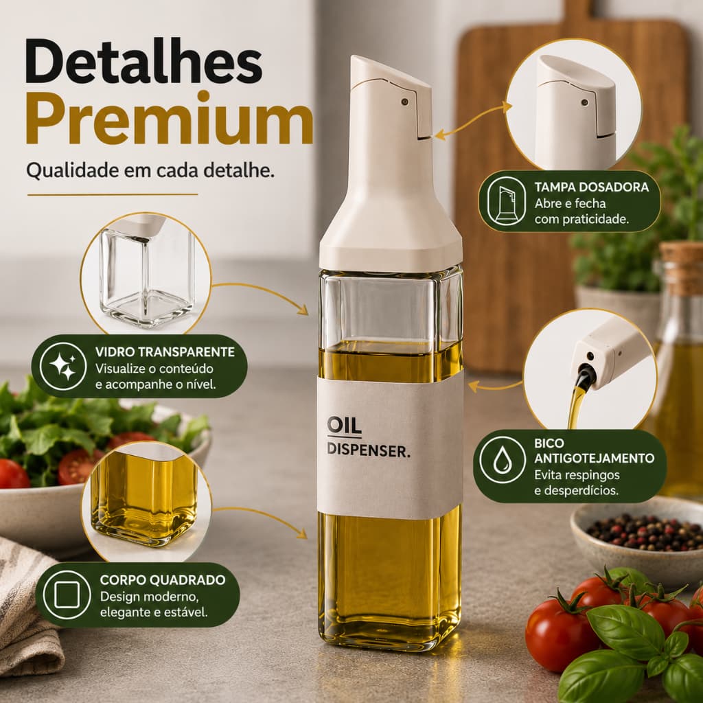 Galheteiro Vidro 500ml com Bico Dosador Porta Azeite Óleo Vinagre Molhos