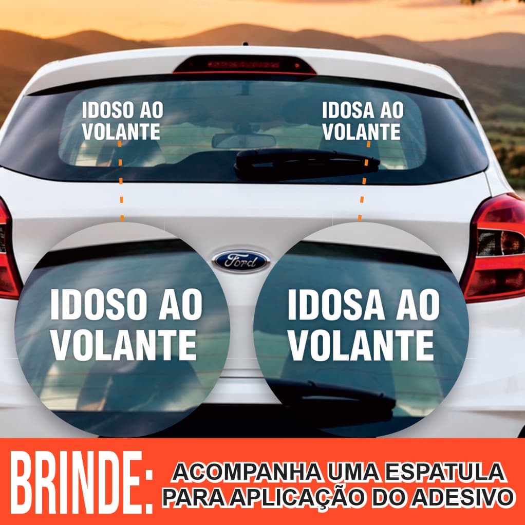 Adesivo Idoso ao Volante Recorte Eletrônico em Vinil para Carro | Alta Durabilidade