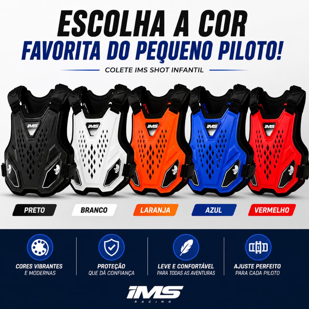 Colete Para Criança Motocross Bike Bmx Infantil Colorido Cores skate