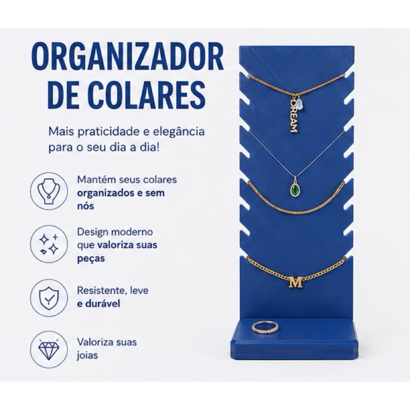 Organizador de Colares Expositor para Joias em Impressão 3D | Porta Colares Decorativo | Suporte para Acessórios