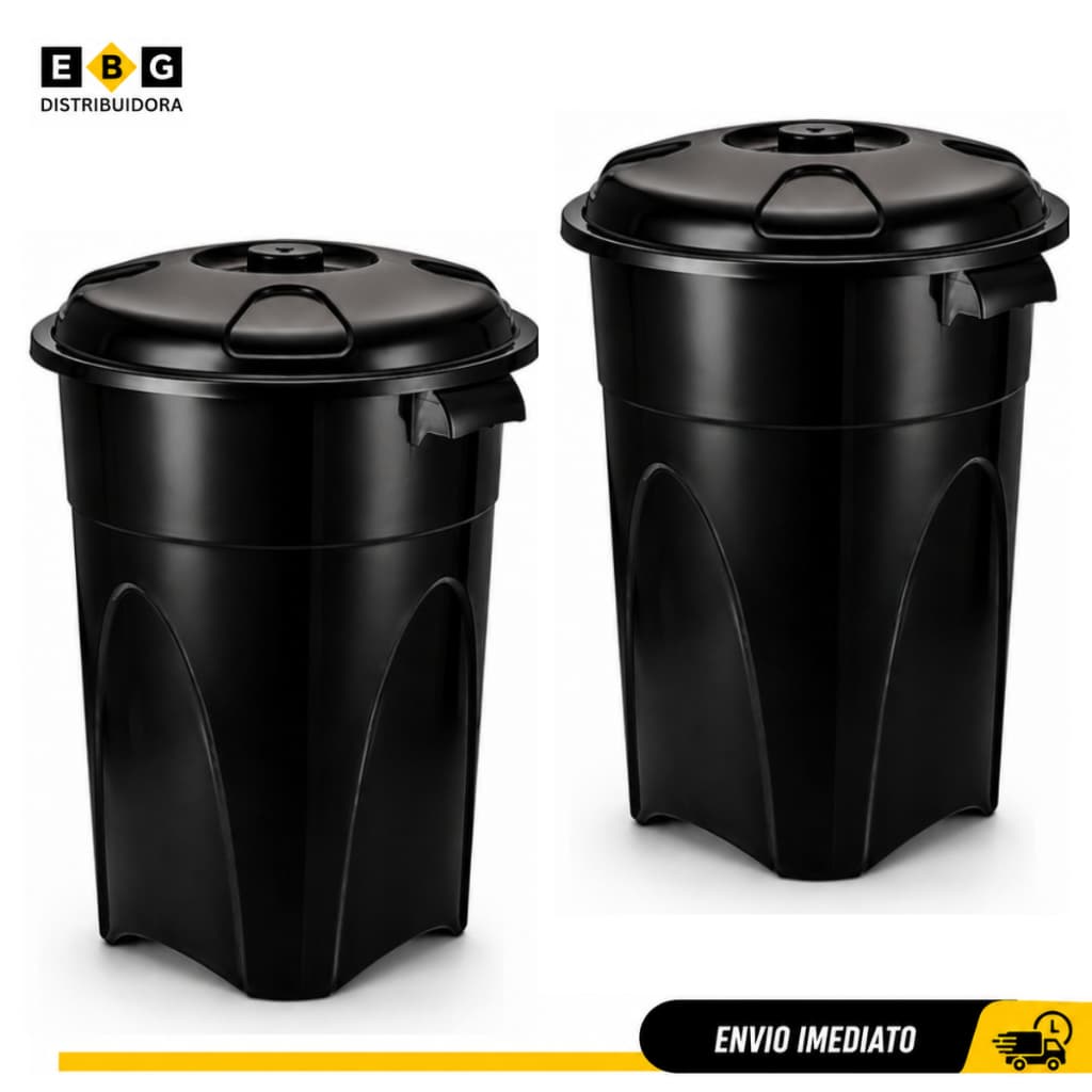 Kit 02 Cesto De Lixo 100 Litros Com Tampa Cestão Lixeira Empresa Industria Casa Cozinha Reforçado