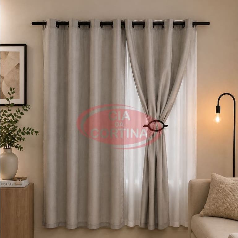 Cortina Gaze de Linho 2,80 x 2,30 com forro Microfibra