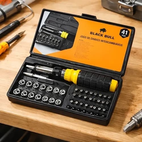 Jogo Chaves Intercambiaveis Kit 41 Pecas Multifuncional Acessorios Reparo Automotivo