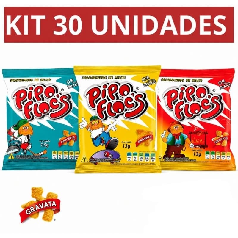 salgadinho pipo flocs nordeste gravata Fardo com 30 pacotes