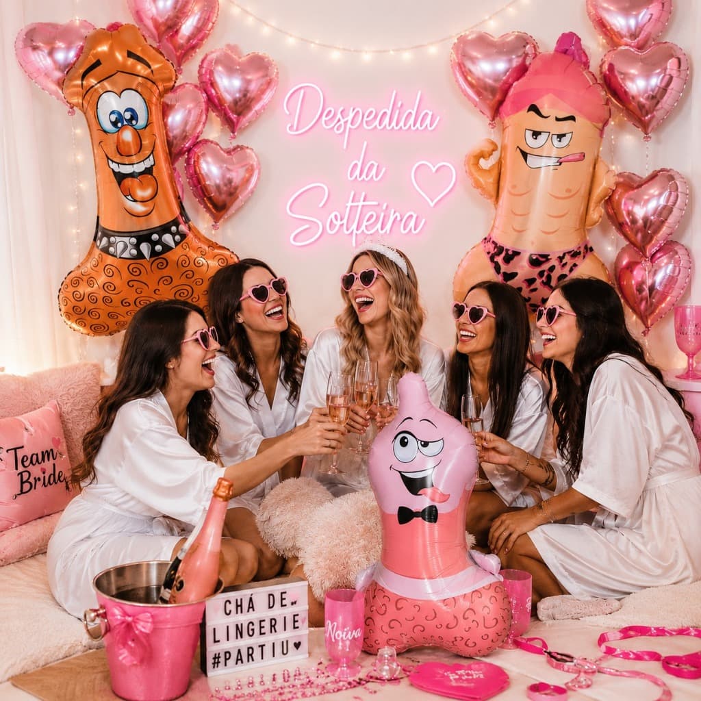 Balão Metalizado Divertido Despedida de Solteira Penis Bride Grande