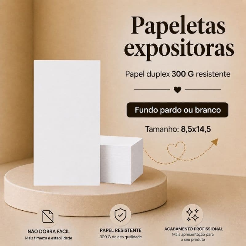 25  CartelaPapeleta 8,5 x 14x5  Expositor Laço/Tiara/Faixa Duplex 300g Econômico/Embalagem