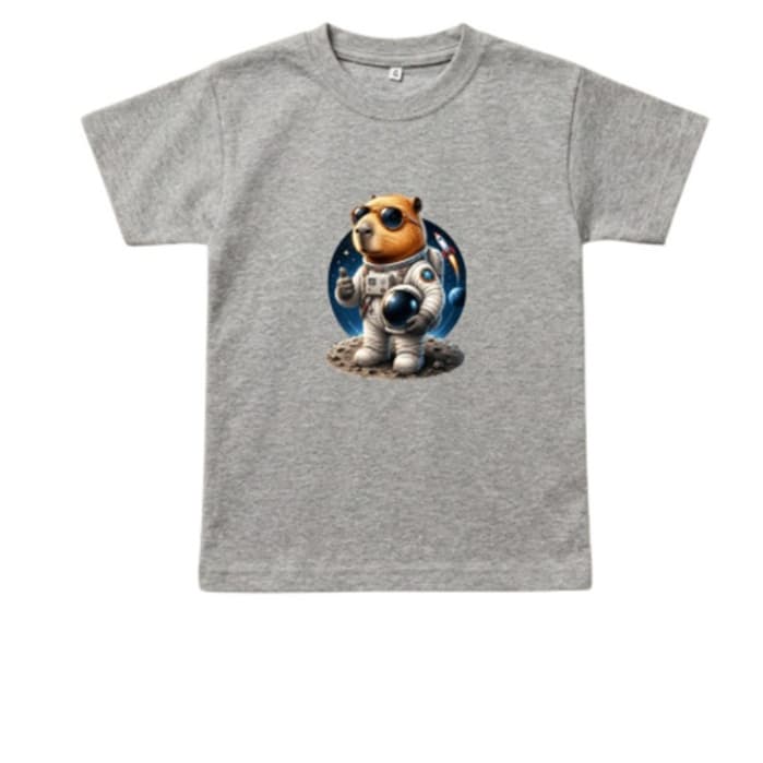 Camiseta Infantil estampada Capivara Astronauta Unissex - Estampa Fofa, Confortável e 100% Algodão