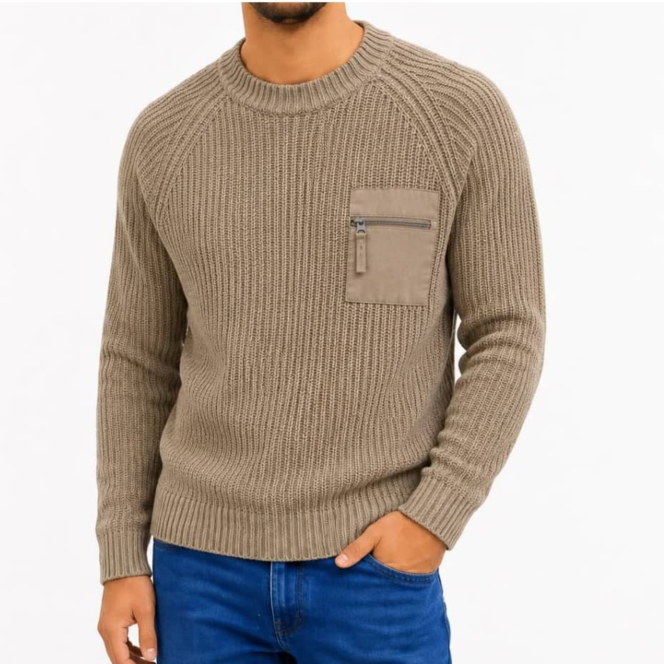 Blusa Sueter Tricô Masculino de Frio Gola Redonda Elegante Inverno