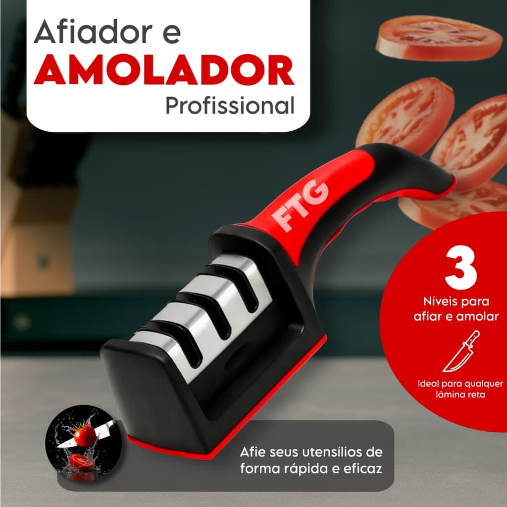 Afiador Amolador Profissional de Facas premium, portátil e higiênico FTG