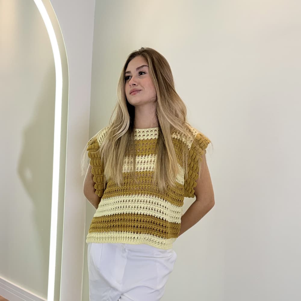 Colete F tricot listrado