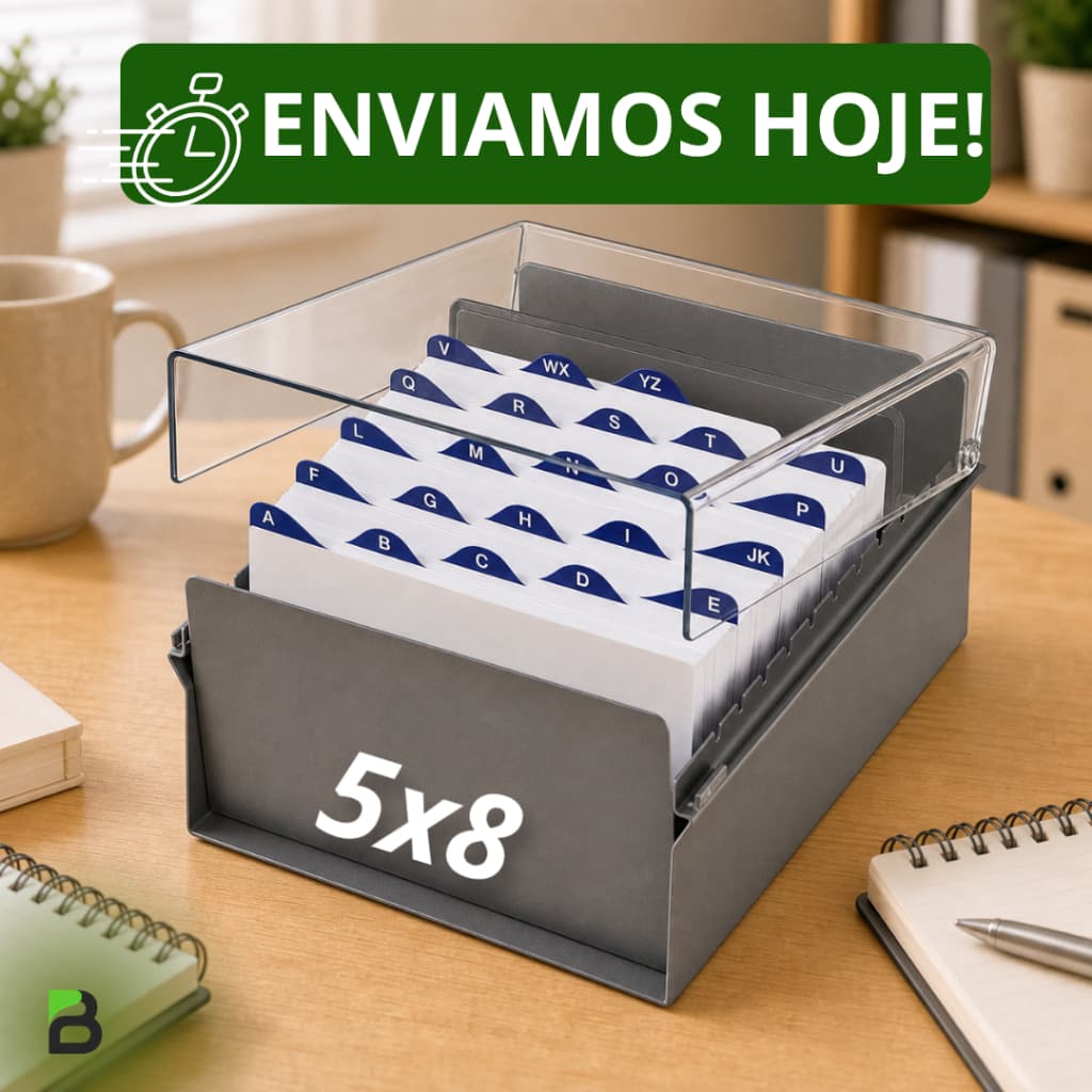 Fichários Para Fichas Padronizadas 5X8 Cristal C/ Índice Abecedario A-Z TAMANHO: 27x15x22cm - 923 Envio Imediato