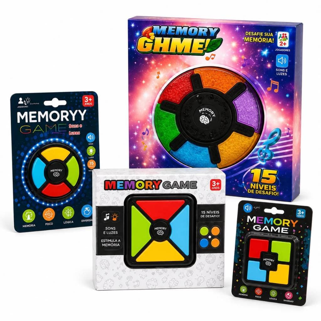 Jogo da Memória Eletrônico Infantil com Luz e Som Brinquedo Educativo Interativo para Crianças