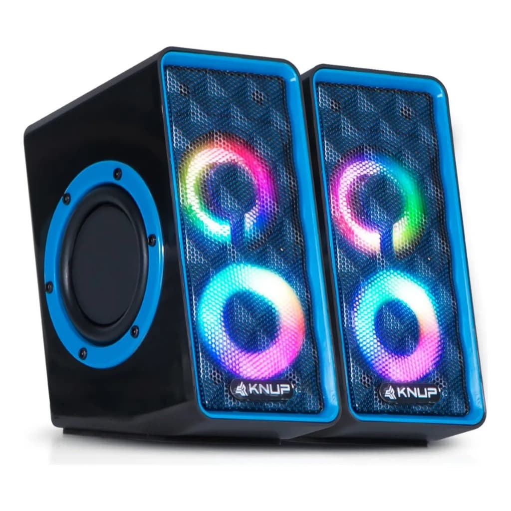 Caixa de Som USB Gamer - P2 USB com Iluminação LED e Graves Potentes