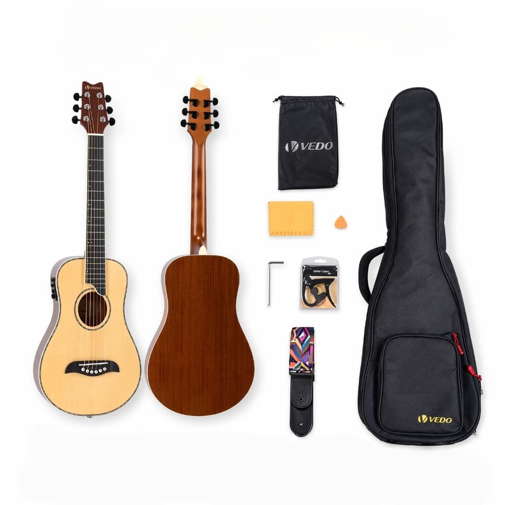 Violão 36 Polegadas Acústico para Iniciantes Adultos com EQ Capa Capotraste Palhetas