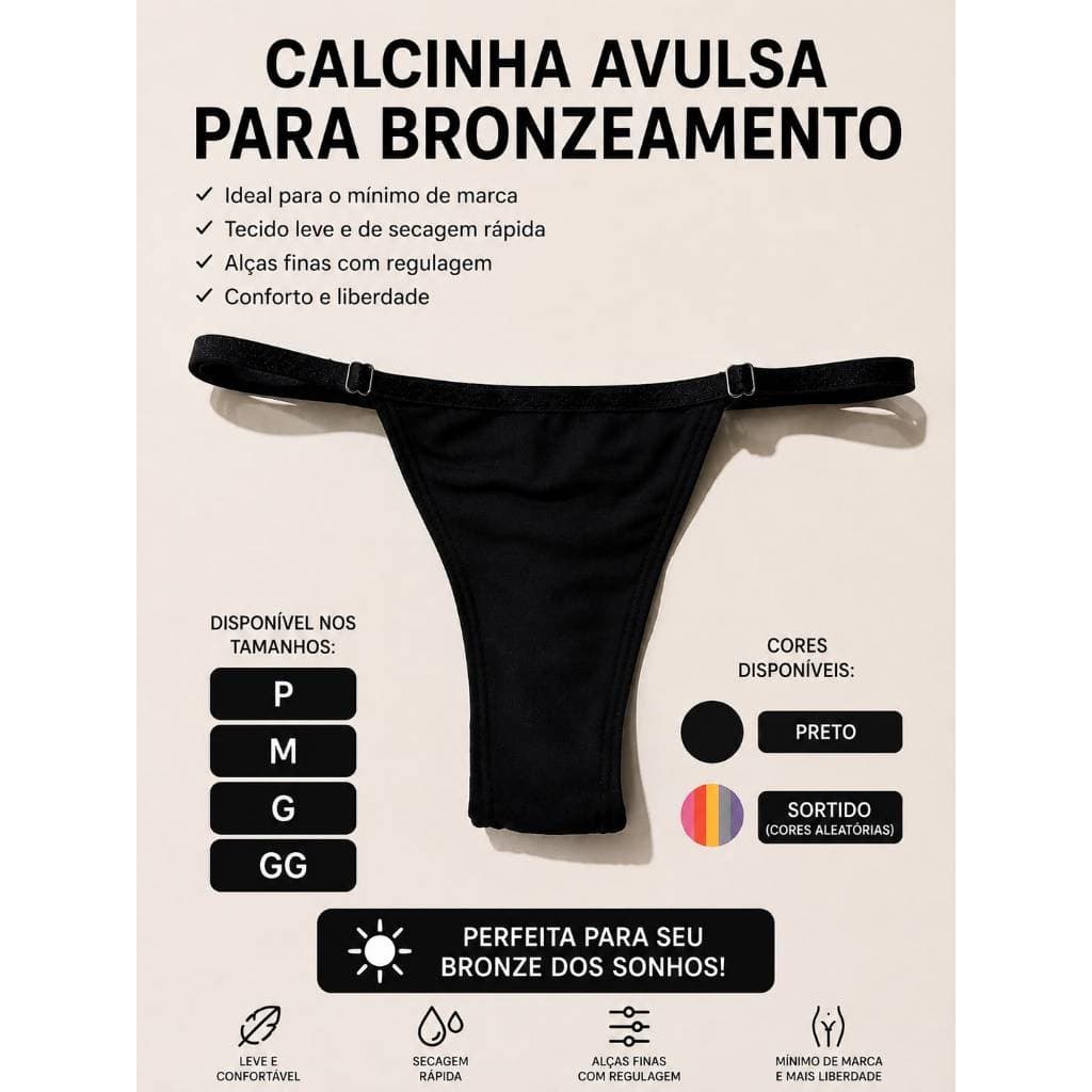 CALCINHA PARA BRONZEAMENTO ALEATORIA OU PRETA