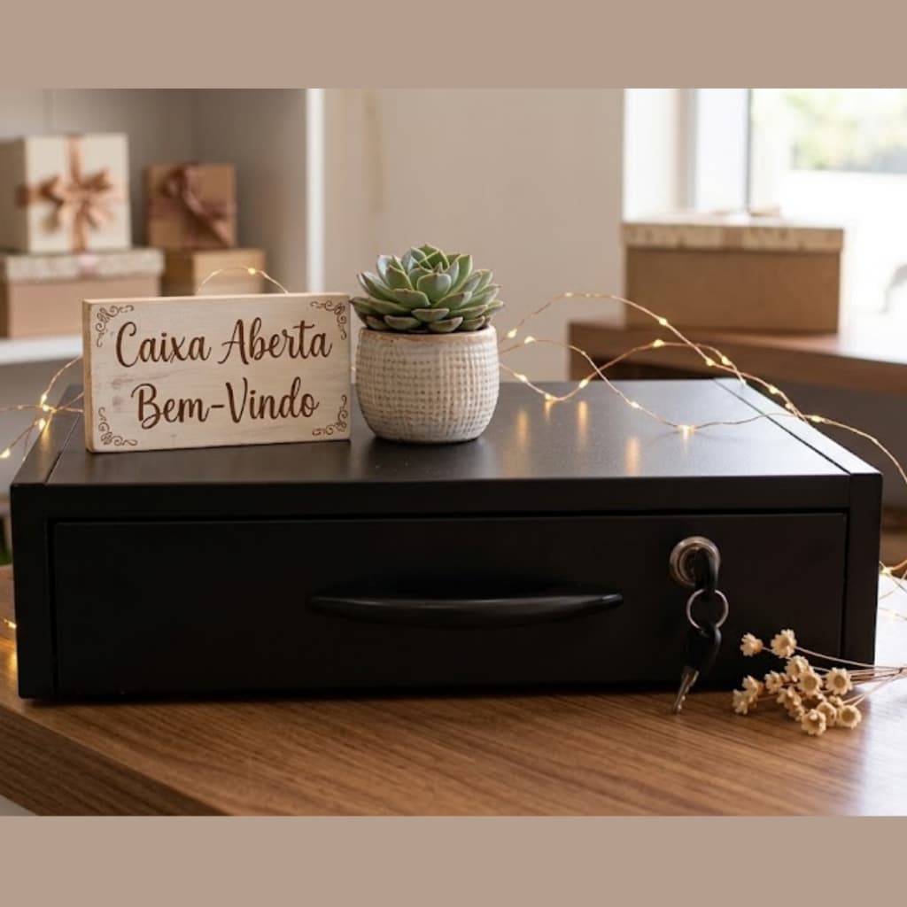 Gaveta Caixa Para Dinheiro 100% MDF Preto