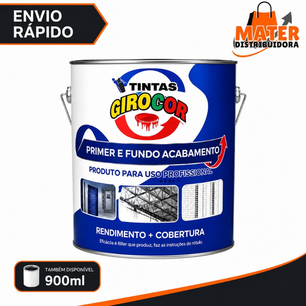 Zarcão Primer Fundo Preparador 900 ML Cinza Para Metais e Tintas Anticorrosivo
